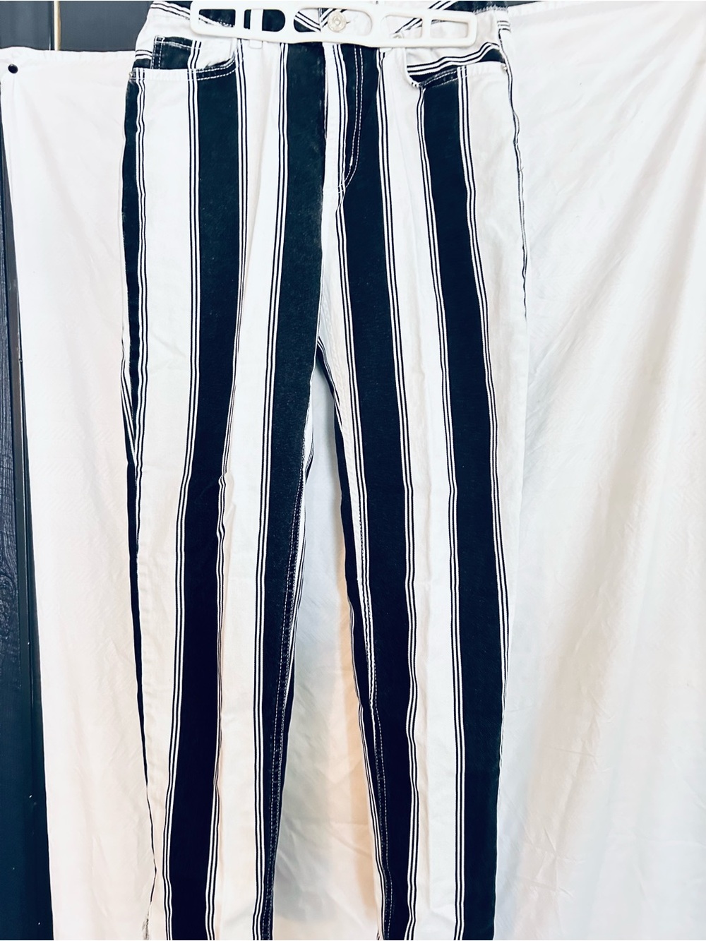 BDG black and white striped jeans